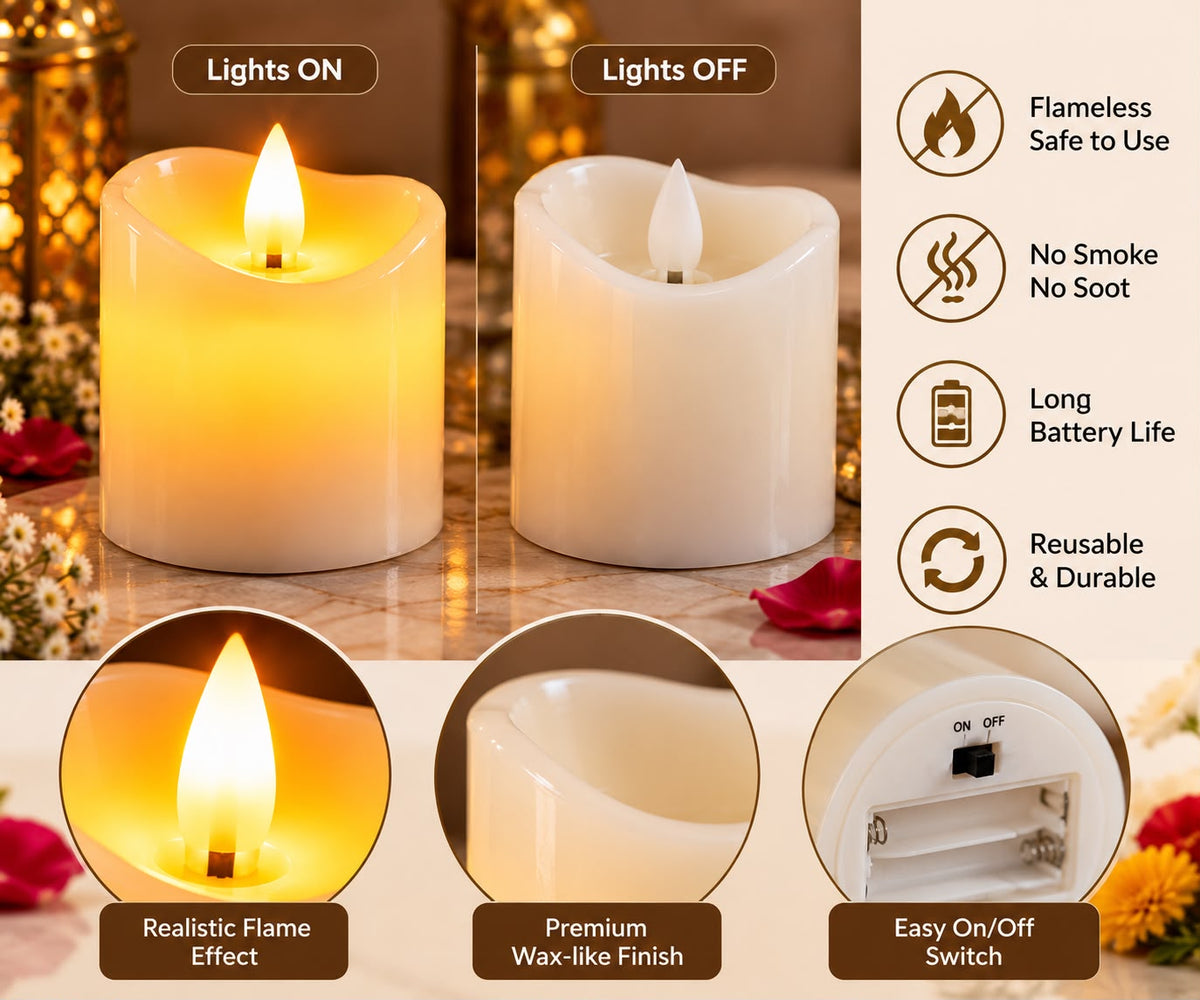 Smokeless LED Candle with Flickering Flame