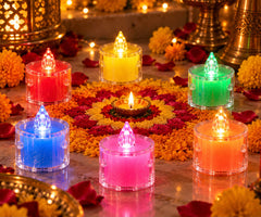 Mini LED Candle Set – 6 Pieces | Multicolor