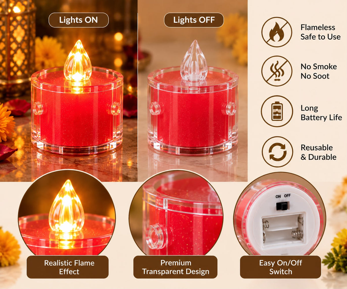 Mini LED Candle Set – 6 Pieces | Multicolor