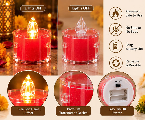 Mini LED Candle Set – 6 Pieces | Multicolor