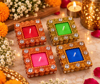 Decorative Diya Candle Set – 4 Pieces