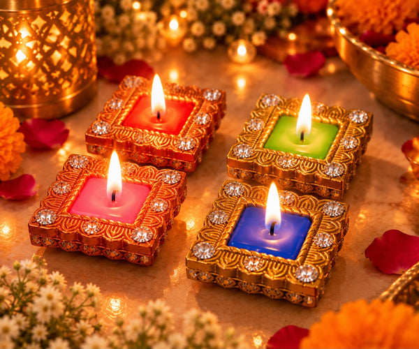 Decorative Diya Candle Set – 4 Pieces