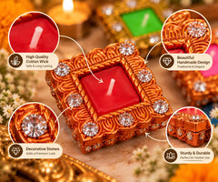 Decorative Diya Candle Set – 4 Pieces