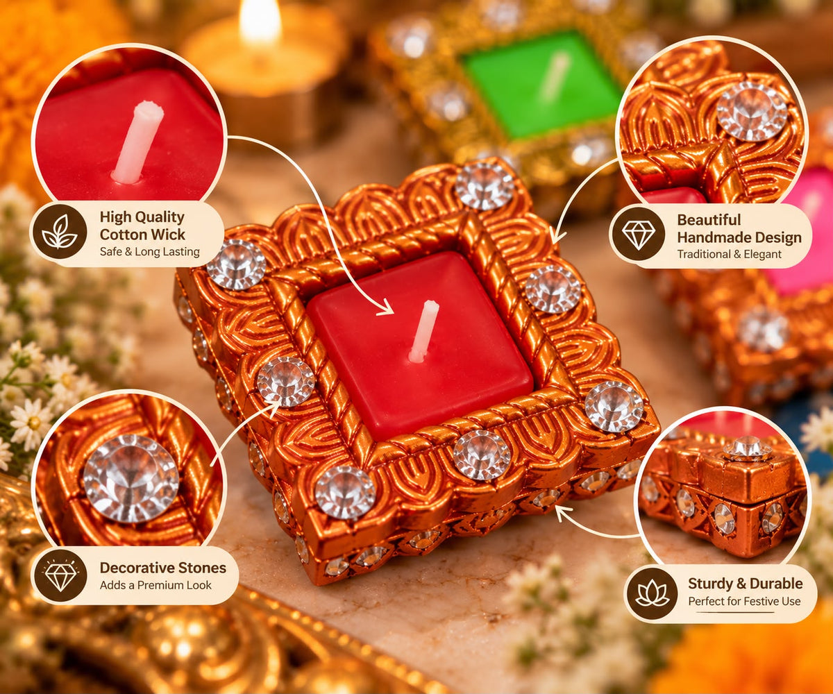 Decorative Diya Candle Set – 4 Pieces