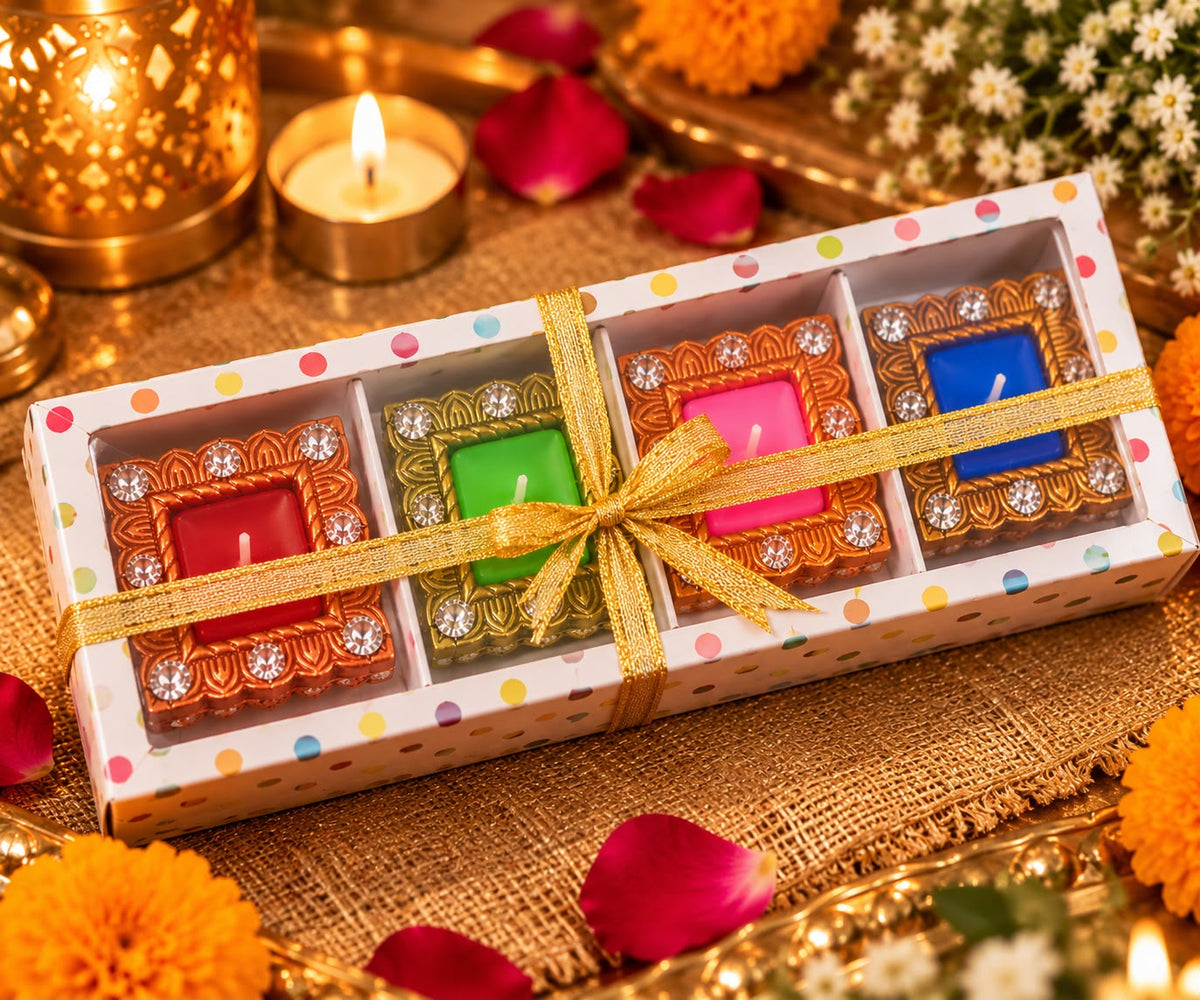 Decorative Diya Candle Set – 4 Pieces