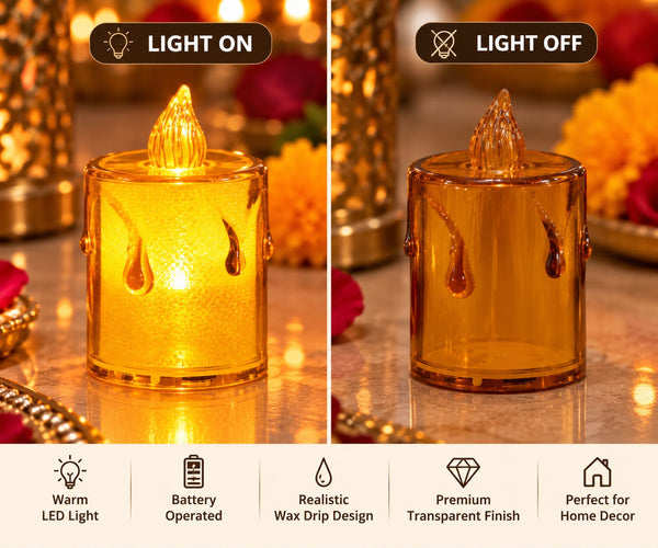 Amber Glow LED Candle – Decorative Flameless Candle