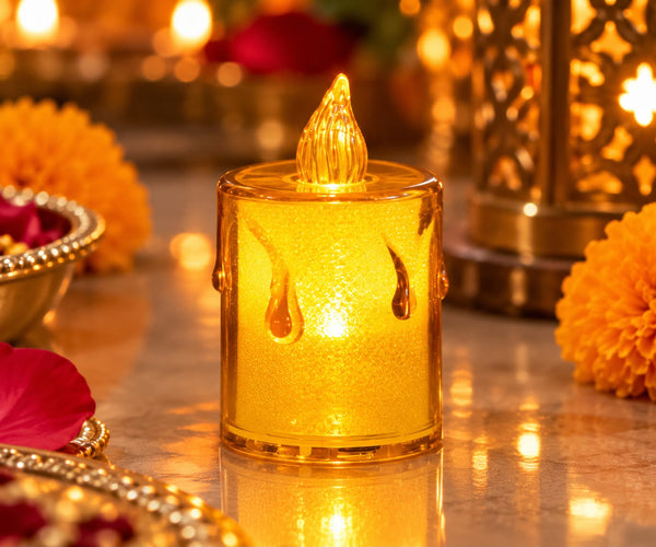 Amber Glow LED Candle – Decorative Flameless Candle