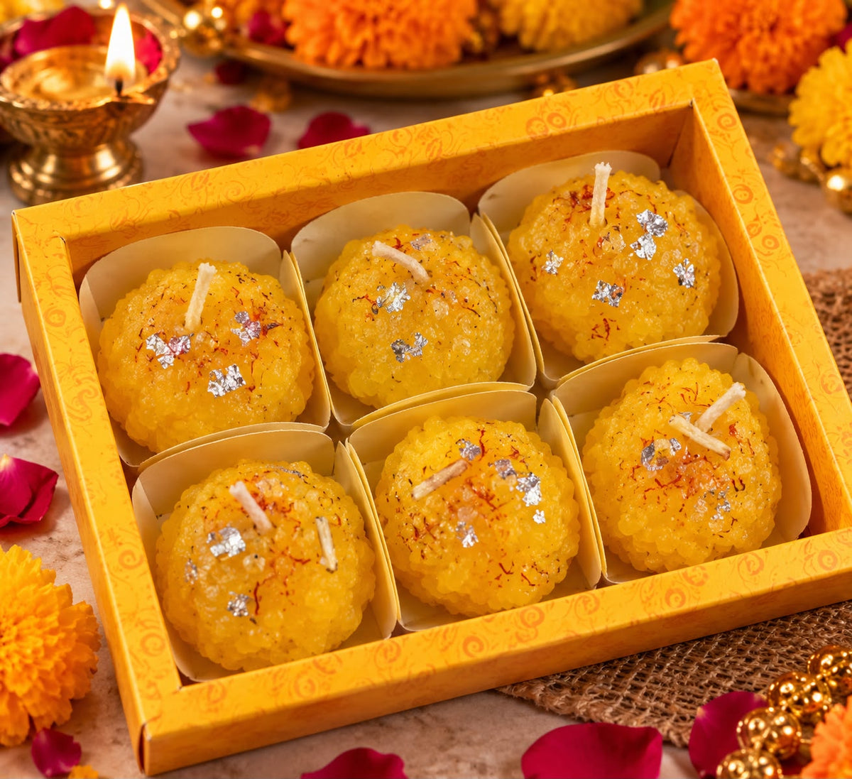 Ladoo Shaped Handmade Candle