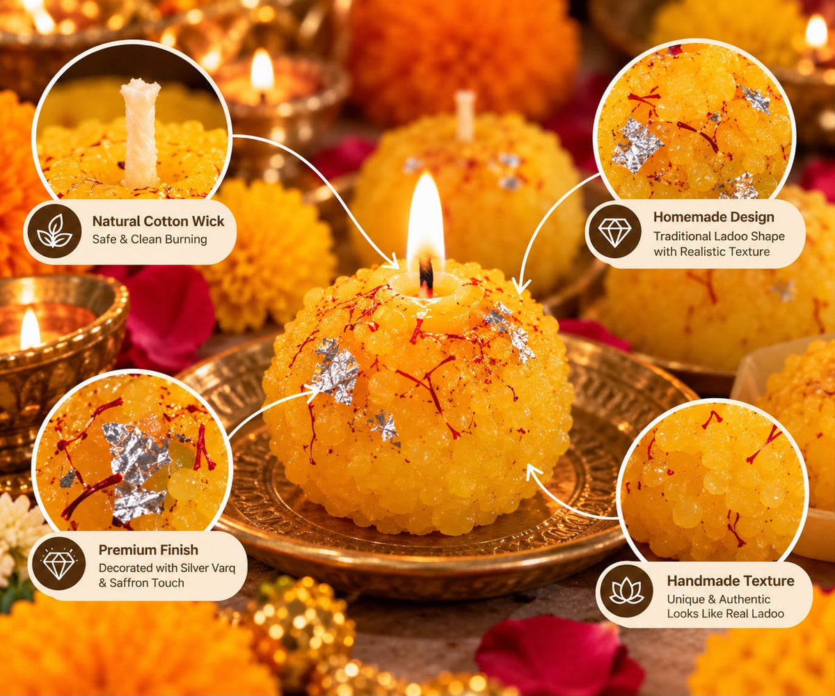 Ladoo Shaped Handmade Candle