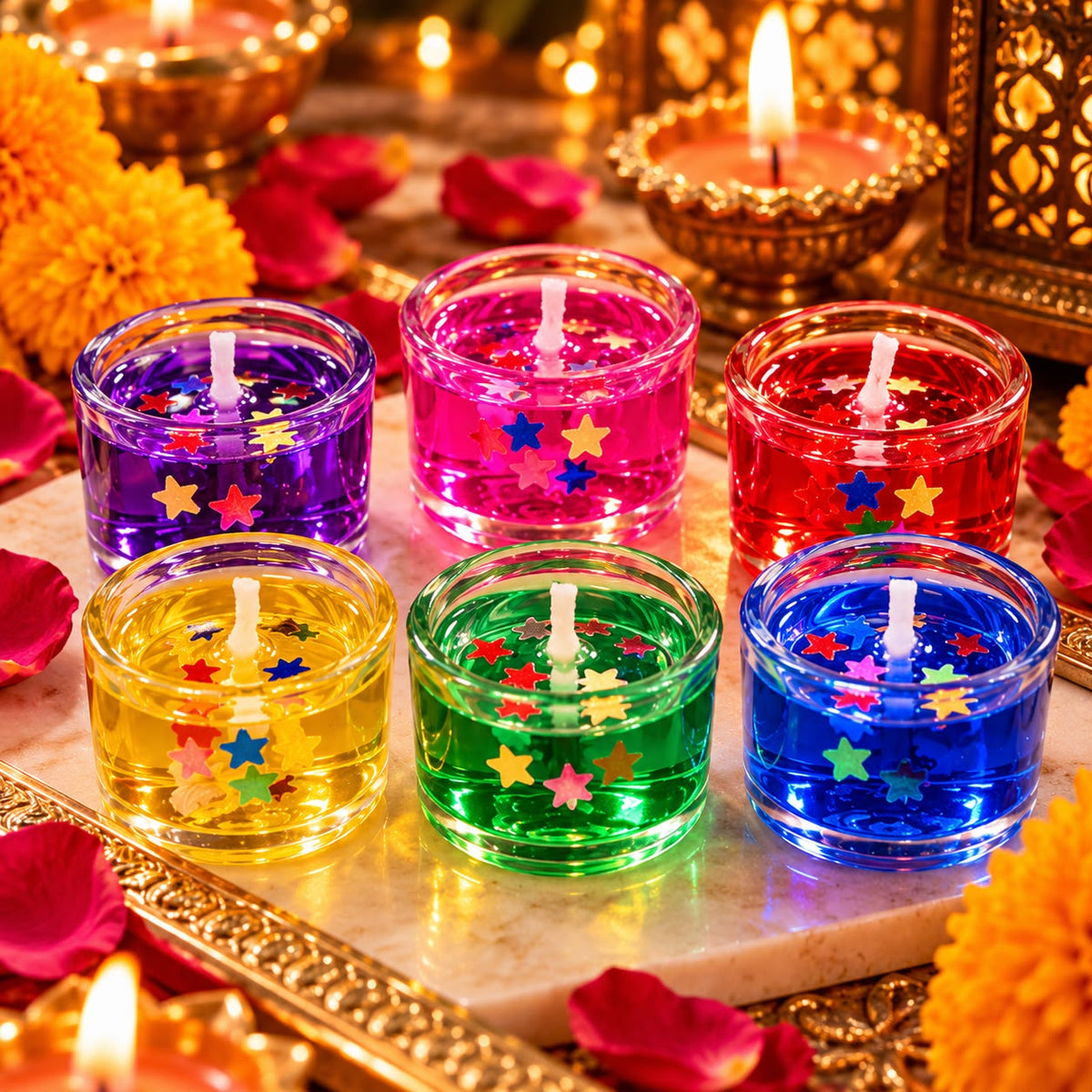 Colorful Mini Gel Candle Set – 6 Pieces